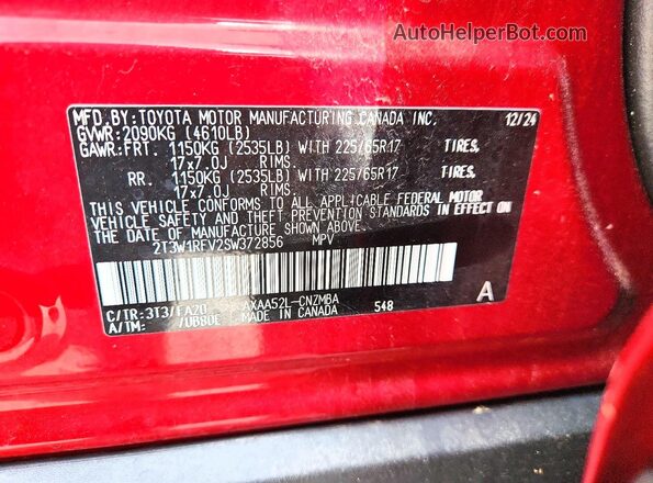 2T3W1RFV2SW372856 2025 TOYOTA RAV4 Red 