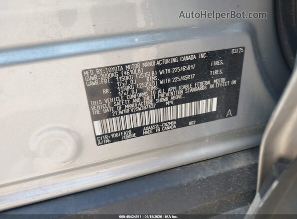 2T3W1RFV2SW387437 2025 TOYOTA RAV4 Silver Շարժիչի բաժամունքի տեսք