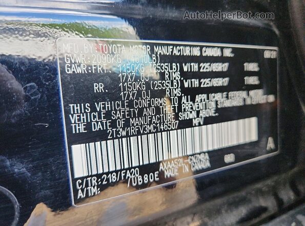 2T3W1RFV3MC146507 2021 TOYOTA RAV4 Black 