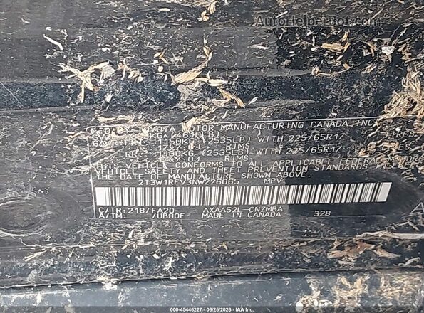 2T3W1RFV3NW226065 2022 TOYOTA RAV4 Black Vista del compartimento del motor