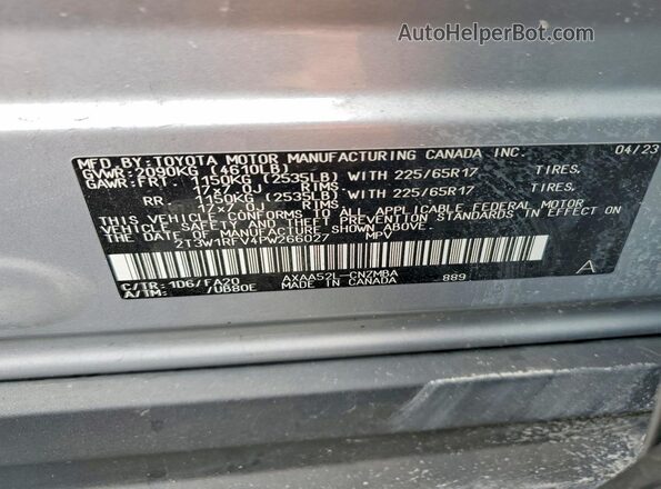 2T3W1RFV4PW266027 2023 TOYOTA RAV4 Silver 