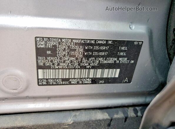 2T3W1RFV5LC037304 2020 TOYOTA RAV4 Silver 