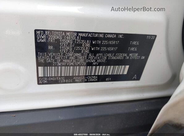 2T3W1RFV5MC101729 2021 TOYOTA RAV4 White Engine compartment view