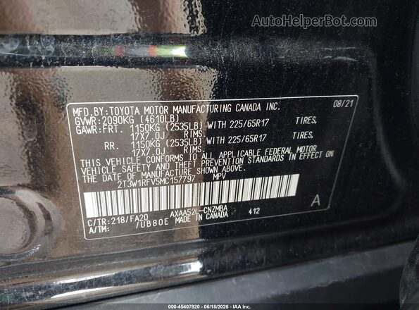 2T3W1RFV5MC157797 2021 TOYOTA RAV4 Black ძრავის განყოფილების ხედი