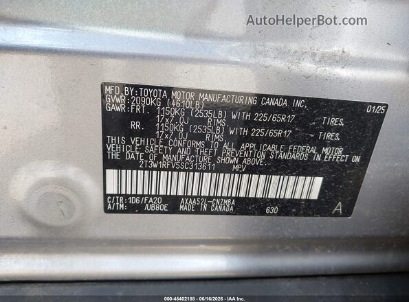 2T3W1RFV5SC313611 2025 TOYOTA RAV4 Silver 