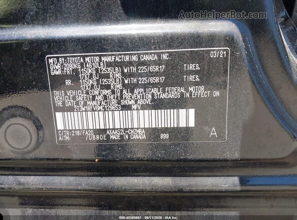 2T3W1RFV6MC129653 2021 TOYOTA RAV4 Black Vista del compartimento del motor