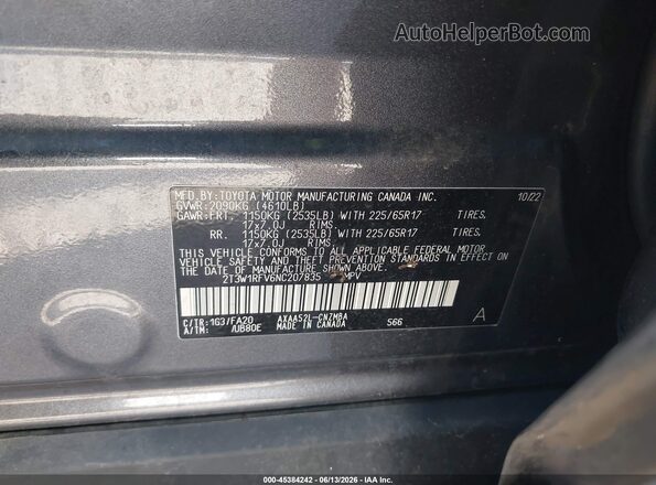 2T3W1RFV6NC207835 2022 TOYOTA RAV4 Gray Widok komory silnika