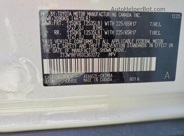 2T3W1RFV6SC363272 2025 TOYOTA RAV4 White 