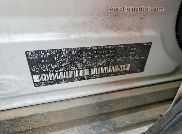 2T3W1RFV7PW291679 2023 TOYOTA RAV4 White Vista de la etiqueta del VIN