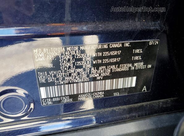 2T3W1RFV7RW348305 2024 TOYOTA RAV4 Синий 