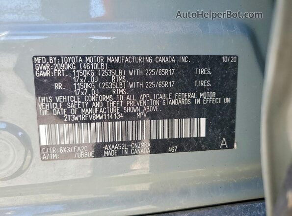 2T3W1RFV8MW114134 2021 TOYOTA RAV4 Gray 