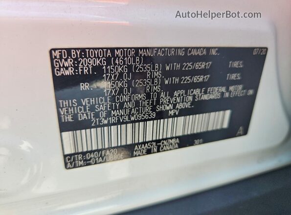 2T3W1RFV9LW095639 2020 TOYOTA RAV4 White 