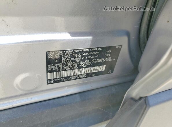 2T3W1RFV9MC101958 2021 TOYOTA RAV4 Silver VIN კოდის სტიკერის ხედი
