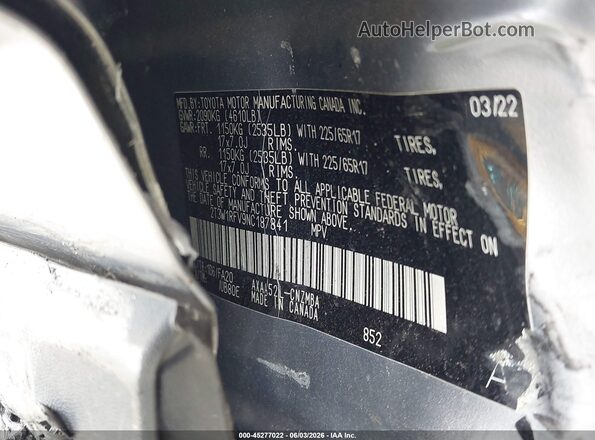2T3W1RFV9NC187841 2022 TOYOTA RAV4 Silver Շարժիչի բաժամունքի տեսք