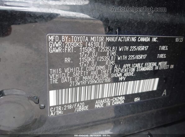 2T3W1RFV9RW302166 2024 TOYOTA RAV4 Black Շարժիչի բաժամունքի տեսք