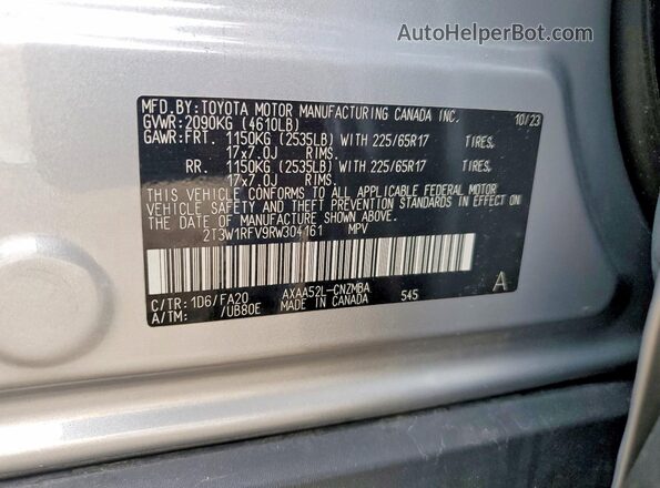 2T3W1RFV9RW304161 2024 TOYOTA RAV4 Silver 