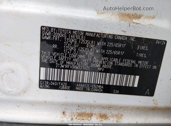 2T3W1RFV9RW331425 2024 TOYOTA RAV4 White 