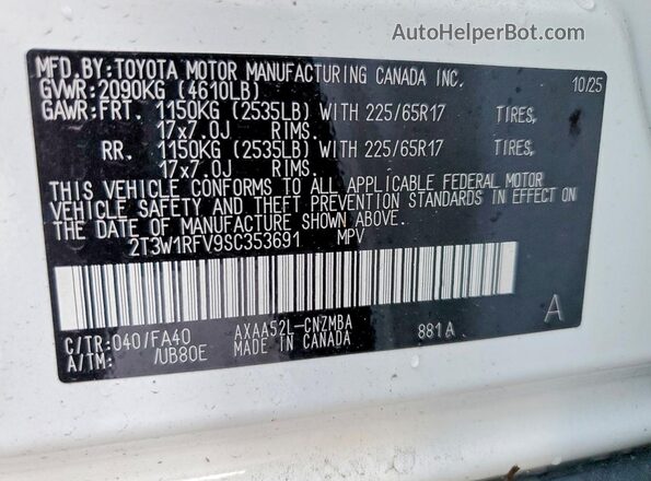 2T3W1RFV9SC353691 2025 TOYOTA RAV4 White 