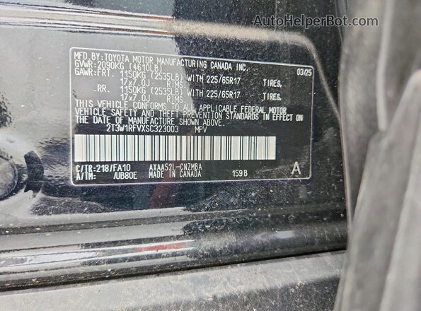 2T3W1RFVXSC323003 2025 TOYOTA RAV4 Black Սալոնի 360 աստիճան տեսք