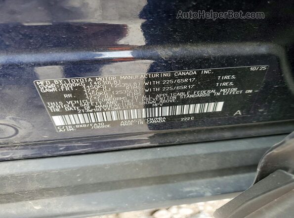 2T3W1RFVXSW433175 2025 TOYOTA RAV4 Синий Панорамный вид салона 360°