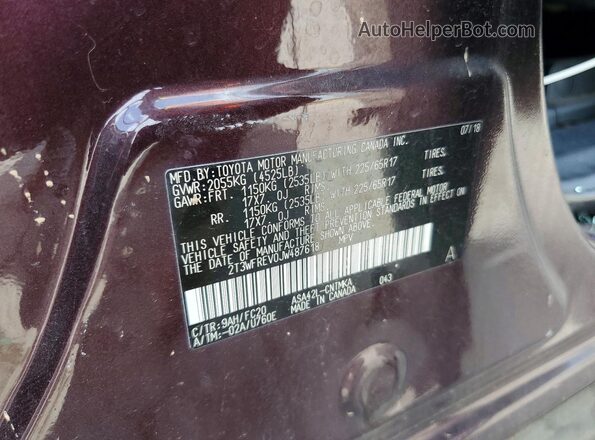 2T3WFREV0JW487618 2018 TOYOTA RAV4 Purple 