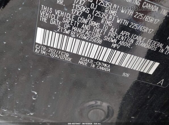 2T3WFREV2GW235698 2016 TOYOTA RAV4 Черный Вид подкапотного пространства