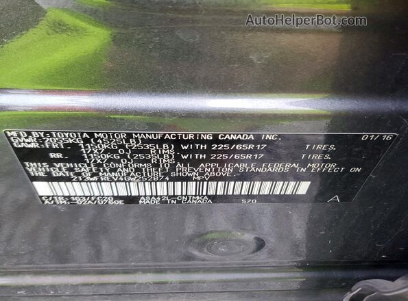 2T3WFREV4GW252874 2016 TOYOTA RAV4 Charcoal 