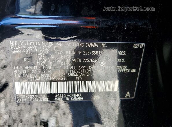 2T3WFREV4HW354340 2017 TOYOTA RAV4 Black Вид наклейки з VIN-кодом