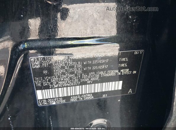 2T3WFREV8HW383517 2017 TOYOTA RAV4 Black Շարժիչի բաժամունքի տեսք