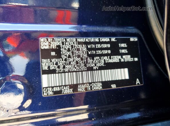 2T3Y1RFVXRW352650 2024 TOYOTA RAV4 Blue Widok komory silnika