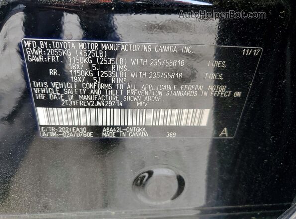 2T3YFREV2JW429714 2018 TOYOTA RAV4 Black 360 interior view