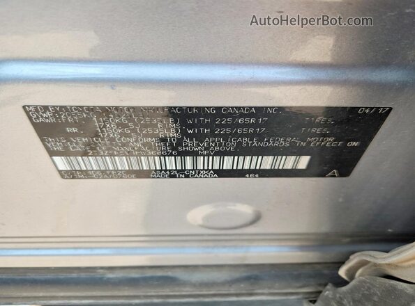 2T3ZFREV1HW368676 2017 TOYOTA RAV4 Silver Widok naklejki z numerem VIN