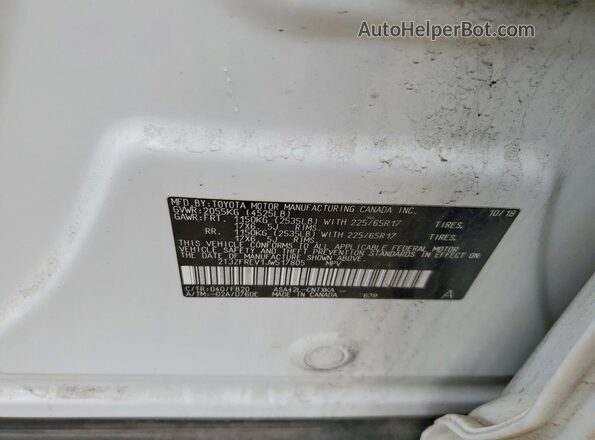 2T3ZFREV1JW517805 2018 TOYOTA RAV4 White ძრავის განყოფილების ხედი