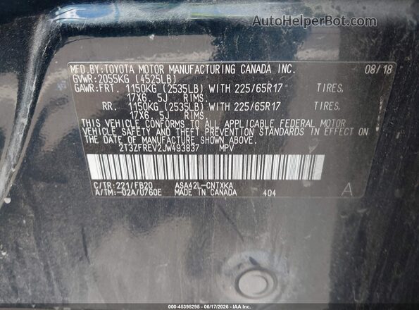 2T3ZFREV2JW493837 2018 TOYOTA RAV4 Dark Blue Engine compartment view