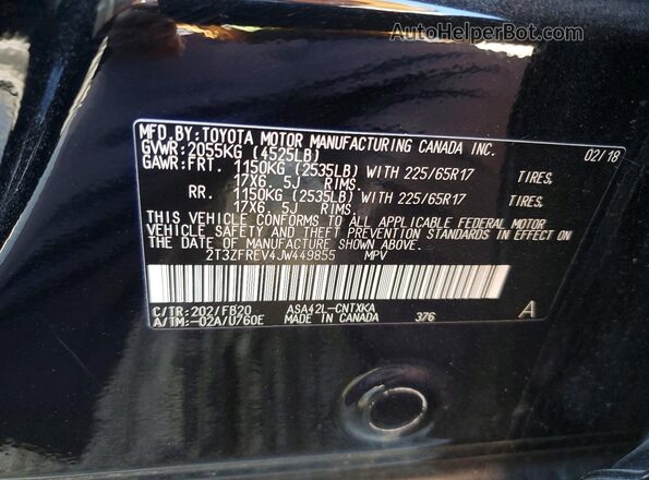 2T3ZFREV4JW449855 2018 TOYOTA RAV4 Black Widok naklejki z numerem VIN