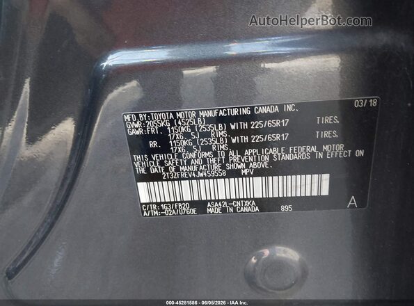 2T3ZFREV4JW459558 2018 TOYOTA RAV4 Gray ძრავის განყოფილების ხედი