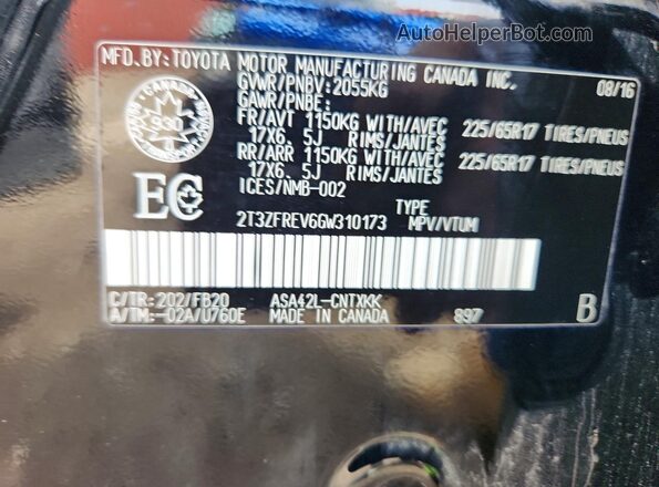 2T3ZFREV6GW310173 2016 TOYOTA RAV4 Black 360 interior view