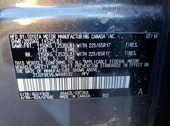 2T3ZFREV6JW488592 2018 TOYOTA RAV4 Black 