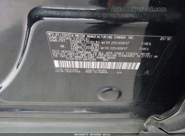 2T3ZFREV7JW476340 2018 TOYOTA RAV4 Black Engine compartment view