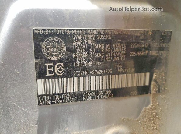 2T3ZFREV9GW264726 2016 TOYOTA RAV4 Серебряный 
