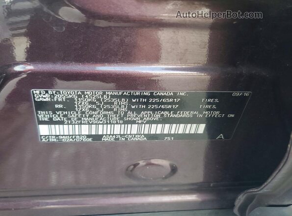 2T3ZFREV9GW311818 2016 TOYOTA RAV4 Purple 