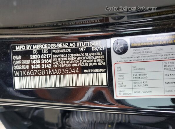 W1K6G7GB1MA035044 2021 MERCEDES-BENZ S Black 