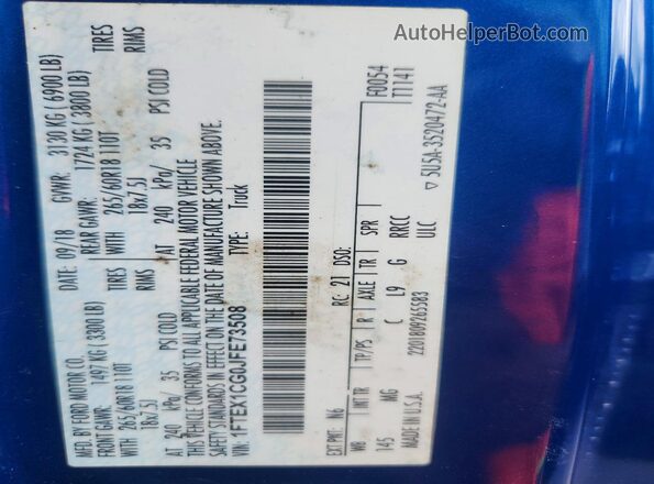 1FTEX1CG0JFE73508 2018 FORD F150 Синий 