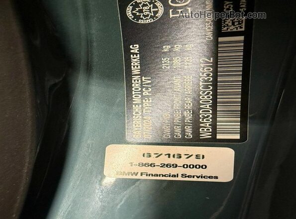 WBA63DA08SCT35612 2025 BMW 4 SERIES Бирюзовый 
