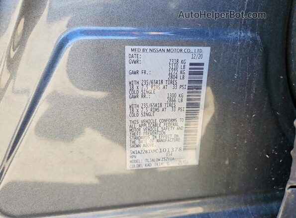 5N1AZ2BJXMC101378 2021 NISSAN MURANO Silver Widok wnętrza 360 stopni