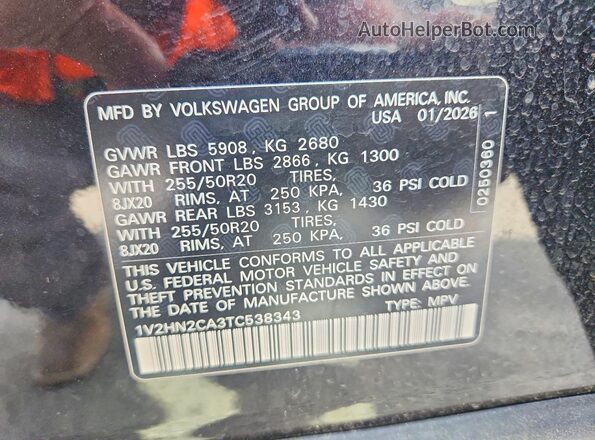 1V2HN2CA3TC538343 2026 VOLKSWAGEN ATLAS Black 