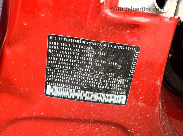 3VVNB7AX8PM066339 2023 VOLKSWAGEN TIGUAN Красный 