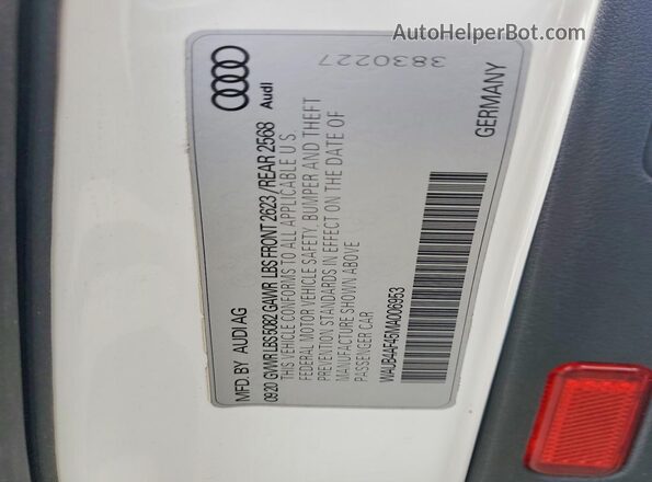 WAUB4AF45MA006953 2021 AUDI S4 White 