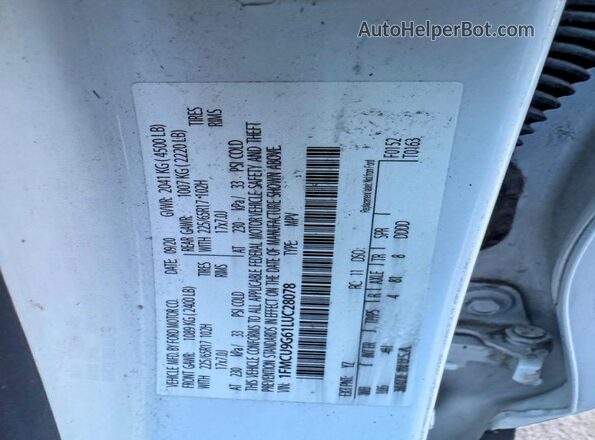 1FMCU9G61LUC28078 2020 FORD ESCAPE Белый Вид задней части салона