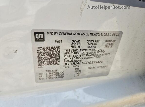 3GTUUAED0RG279420 2024 GMC SIERRA White 
